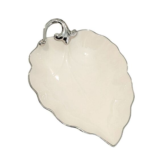 Vintage Lenox Woodleaf Platinum Collection Trinket Candy Dish - Picture 1 of 7